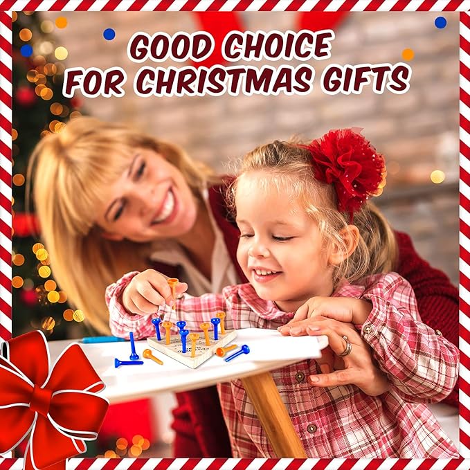 50 Pack Wooden Peg Games Bulk Triangle Wooden Board Games Triangle Game Wooden Triangle Board Games Family Travel Games Fun Triangle Puzzle Wooden Strategy Toy for Adults Teens