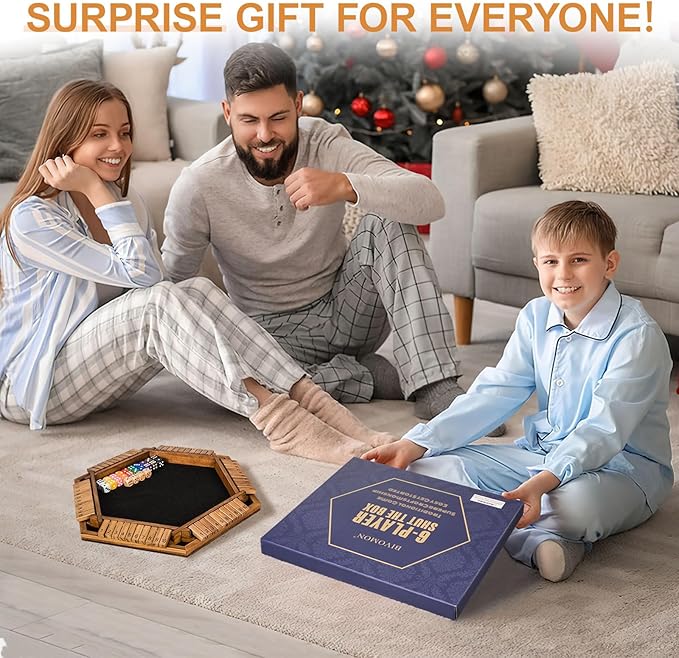 1-6 Players Shut The Box Dice Game, Wooden Board Table Math Game for Kids Adult with 24 Dice, Close The Box Game for Family, Party, Christmas, Birthday