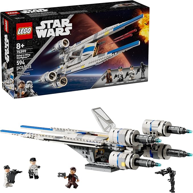 LEGO Star Wars Rebel U-Wing Starfighter Building Set - Includes Cassian Andor, Dedra Meero and K-2SO - Model Action Toy for Andor Fans - Birthday Gift Idea for Boys, Girls, Kids, Ages 8+ - 75399