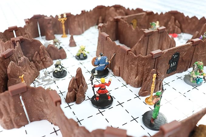 Goblin Cavern Set - Mini Dungeon Castle Cavern DND Terrain for Tabletop RPGs, Dungeons & Dragons, Pathfinder, War Gaming, and More! - by DCD (64+pcs, 1.4sqft, 8areas)