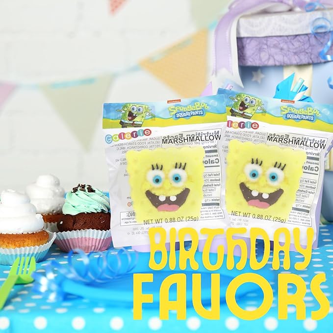 SpongeBob SquarePants Candy, Giant Sugar Coated Marshmallows, Individually Wrapped Party Favors, 4 Count Box