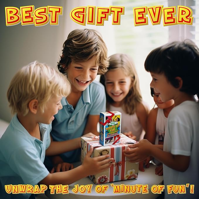 Funwares Minute of Fun Game - Minute to Win It Games for Kids, Adults, Teens, Families, Game Night, Gift for Home, Birthdays, or Travel. 2-12 Players! Home Edition, 218 Challenges!