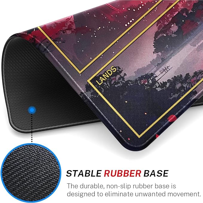 MTG Playmat Stitched Edges, MTG Play Mat for MTG TCG 24 x 14 inches Trading Card Inked Game Playmats with Storage Bag Smooth Rubber Surface Battle Game (Playmat 3)