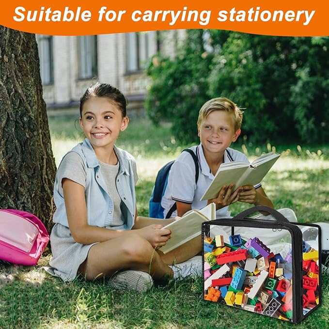 10 Pack Extra Large Clear PVC Organizing Bags with Zippered Closure, Portable Toy Storage Organizer, Waterproof for Board Games, Building Blocks, Clay