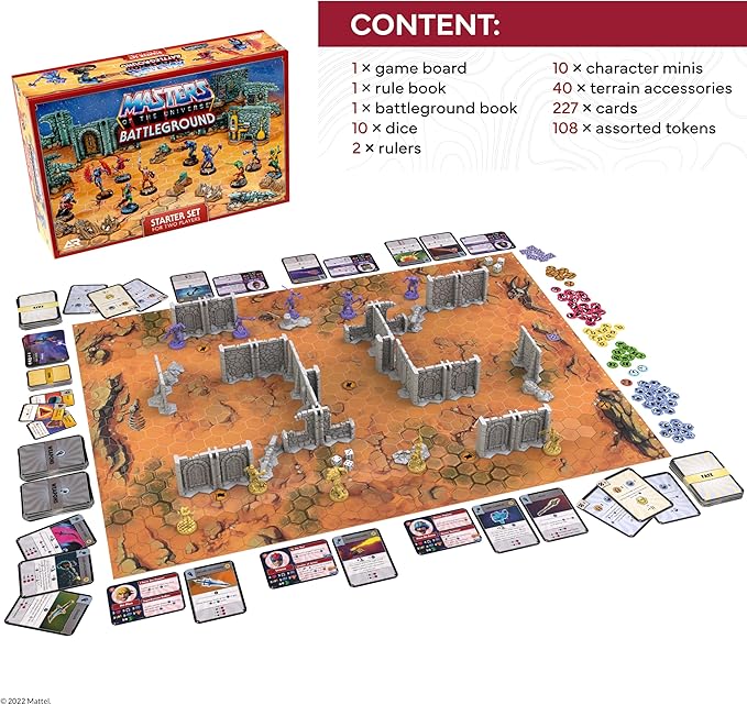 Masters of The Universe Battleground Starter Set - 2-Player Tabletop RPG Board Game - Includes 10 Miniatures of Real Motu Characters Like He-Man and Skeletor - Ages 14 Years + - from Archon Studio