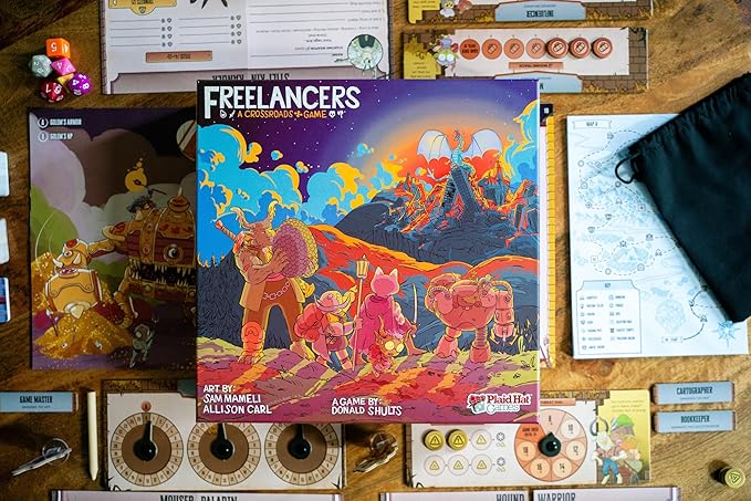 Freelancers Board Game - Dive into a Post-Apocalyptic Gig Economy! Narrative Adventure Game, Fantasy RPG Game, Ages 14+, 3-7 Players, 90 Minute Playtime, Made by Plaid Hat Games