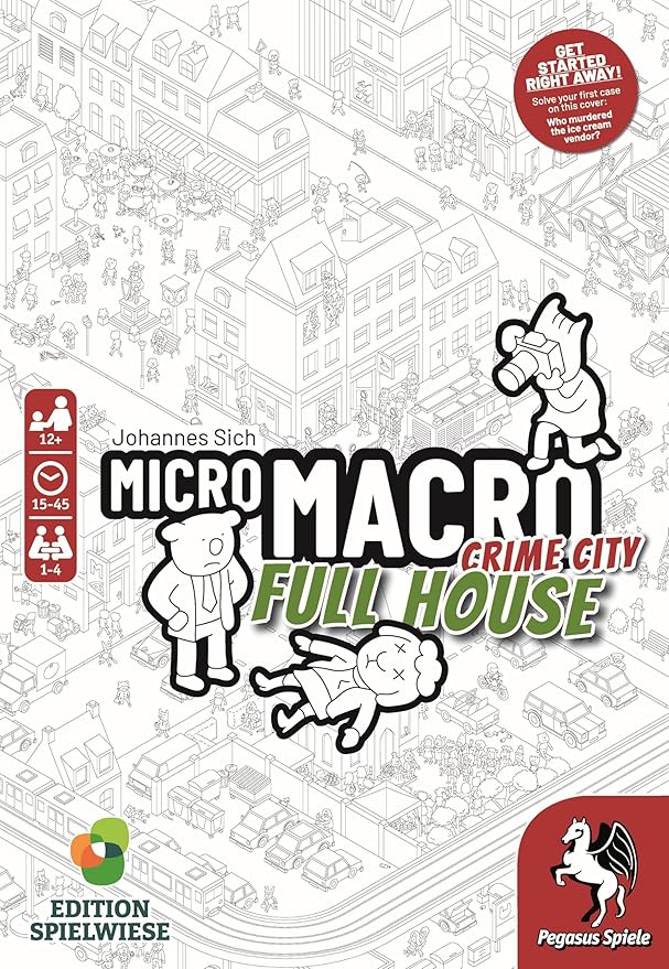 MicroMacro: Crime City: Full House - Board Game by Pegasus Spiele 1-4 Players – Board Games for Family – 15-45 Minutes of Gameplay – Games for Family Game Night – Kids and Adults Ages 12+ - English