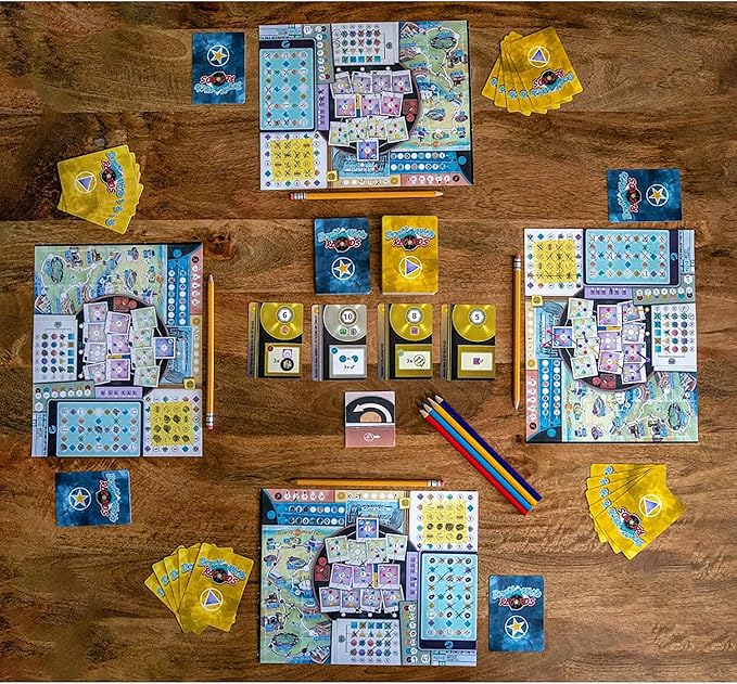 Draft & Write Records - Music Board Game, Card Drafting, Draft Your Band, Tour The World, Top The Charts, Age 10+, 1-6 Players