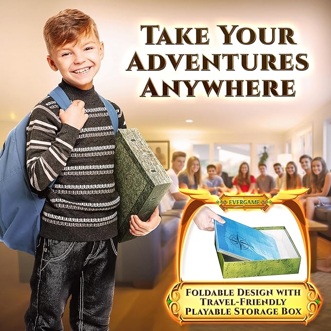 10 DND Game Mats and a lot More - Includes 6 Dungeons & Dragons Board Game Battle Maps (1" Square Grid), Huge Size 22x26-4 3D Battle Arenas, 140+ Reusable Stickers, 4 Markers & Eraser, by EverGame