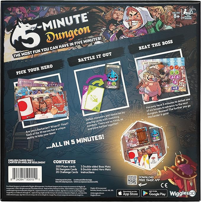 Wiggles 3D 5-Minute Dungeon A Chaotic, Co-Operative, Real-time Card Game | Fast-Paced Board Game | for Families, Ages 8 & up | 2-5 Players