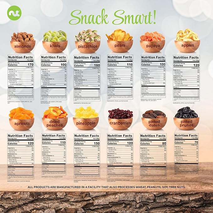 NUT CRAVINGS - Rosh Hashana & Shana Tova Dried Fruit & Mixed Nuts Gift Basket in White Gold Box (12 Assortments) Food Arrangement, Healthy Snack Care Package, Kosher