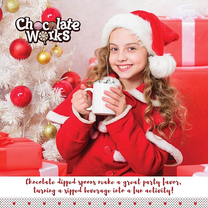 Hot Chocolate Spoons by Chocolate Works, Flavor Variety Pack - Belgian Dark Chocolate, Milk Chocolate & Marshmallows, Peppermint, Cocoa Bomb for Hot Chocolate