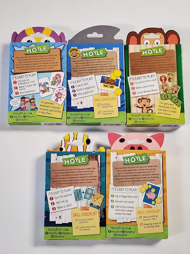 Hoyle Kids Card Games, Catch'n Fish, Piggy Bank, Sharks are Wild, Monkey May I and Super Me. 5 Games Bundle!