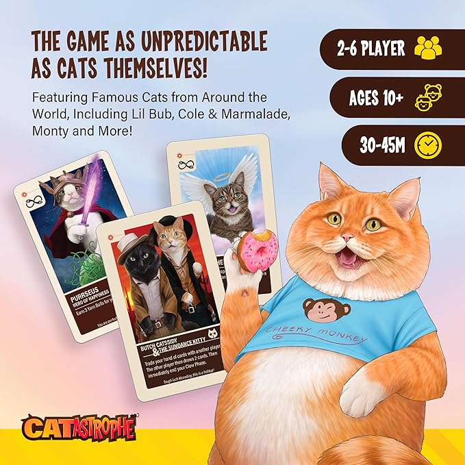 CATastrophe A Game of 9 Lives | The Purrfect Board Game for Family Night and Cat Lovers | Ages 10+ | 2-6 Players | Easy to Learn