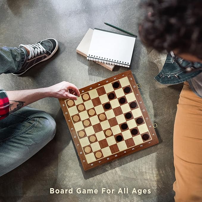 2 in 1 Magnetic Chess Set & Checkers Board Game for Adults and Kids - 15" Chess Tournament Chessboard with Magnetic Pieces - Free E-Book with Chess Puzzles