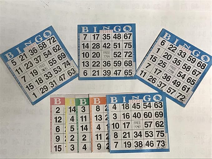 Bingo Paper Game Cards - 1 Card - 5 Bingo Sheets - 300 Books - Standard Size (4" Square) - 5 Colors, Made in USA