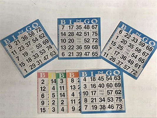 Bingo Paper Game Cards - 1 Card - 5 Bingo Sheets - 300 Books - Standard Size (4" Square) - 5 Colors, Made in USA