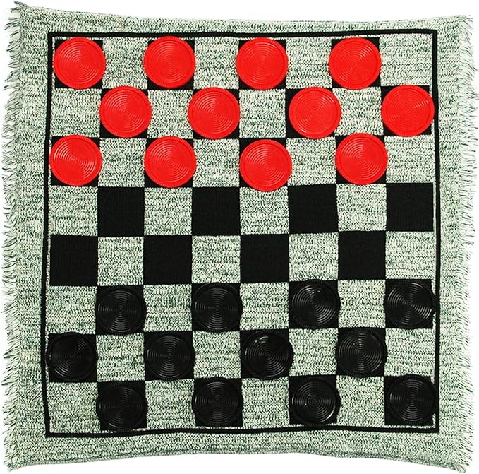 Lulu Home Jumbo Checkers, Giant 3-in-1 Checkers Game Rug Board Game Set, 2 Players