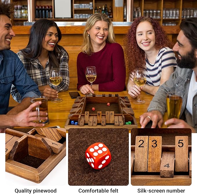 ropoda 14 Inches 4-Way Board Game (2-4 Players) for Kids & Adults [Large Wooden Game, 8 Dice + Rules] Smart Addition Learning Game – Vantage Style