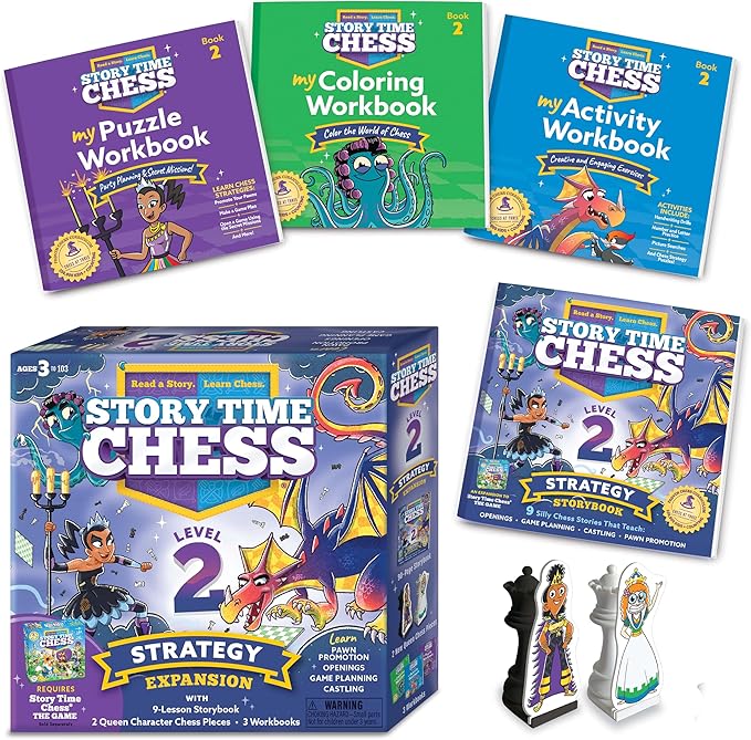 Kids Chess Set (Level 2 Strategy Expansion) Chess for Kids, Chess Game Toddlers, Learning Games for Kids, Boys & Girls Ages 3-103, No Stress Chess Game, Chess for Beginners