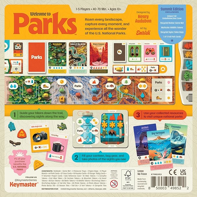 Keymaster Games Parks (2nd Edition) | Summit Deluxe | Beautiful Strategy Game for Families, Adults, Kids or Solo | Explore Nature and Outdoors by Hiking US National Parks | Ages 10+ | 1-5 Players