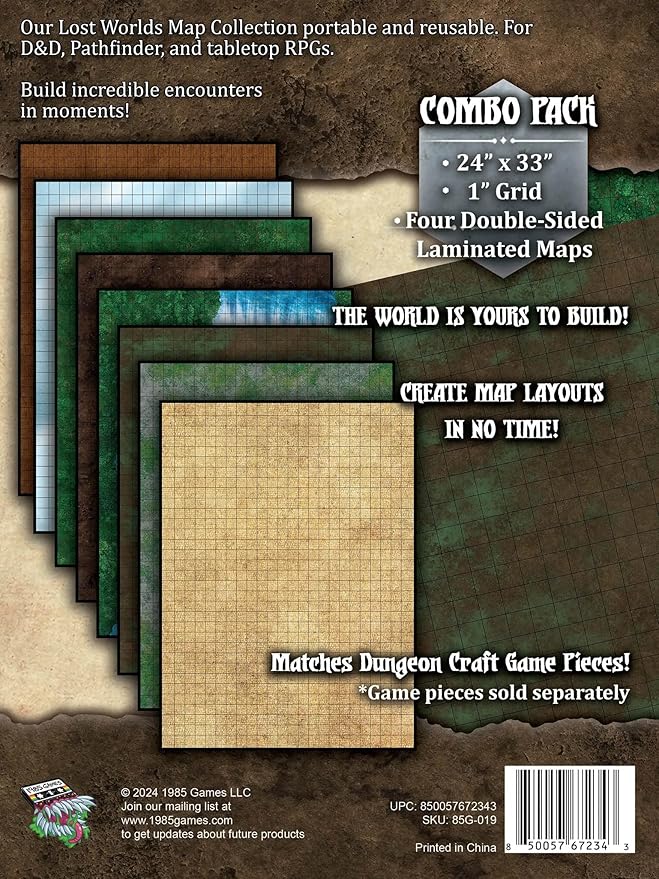 DUNGEON CRAFT Dungeon Craft Premium DND Battle Maps - DND Essentials Kit - Set of 4 - Lost World