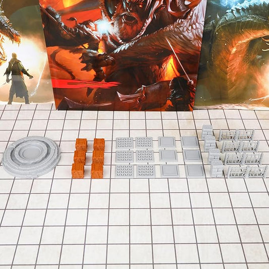 Dungeon Walls 40pcs 28mm Miniature RPG Terrain Modular System DND Building Accessories for Tabletop Role Playing Scenes, Gift of Christmas Halloween for DM (Expansion Pack 2)