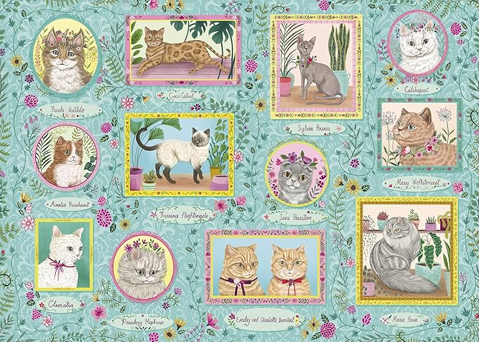 Famous Felines 1000 Piece Jigsaw Puzzle | Sustainable Puzzle for Adults | Premium 100% Recycled Board | Great Gift for Adults | Gibsons Games