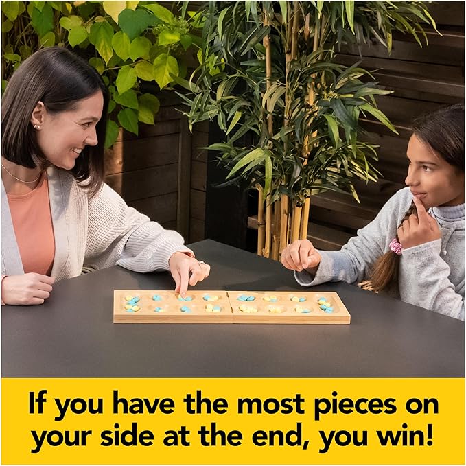 Mindful Classics, Mancala Board Game Made from Bamboo & Recycled Plastic for Earth Day, Eco-Friendly Products for Adults and Kids Ages 8 and up