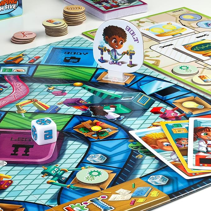 New Jumping High Fives Robot Builders Board Game - Exciting Robot Building Competition for Kids Ages 5 and Up - Children Learn New Skills While Racing to Collect Matching Tools and Parts