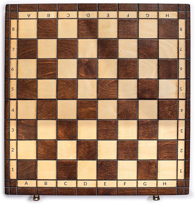 Husaria European International Chess Wooden Game Set, King's Classic - 18-Inch Large Size Chess Set - Folding Board with Felt Bottom Chessmen