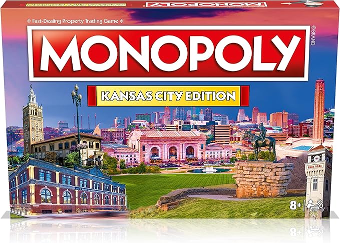 Monopoly Board Game - Kansas City Edition: 2-6 Players Family Board Games for Kids and Adults, Board Games for Kids 8 and up, for Kids and Adults, Ideal for Game Night