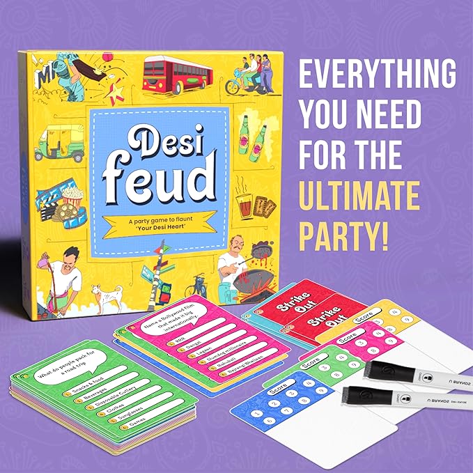 Desi Feud Board Game | Ultimate Survey Gameshow | Fun for Friends & Family | Great for House Party, Gifting & Road Trips | Easy to Play