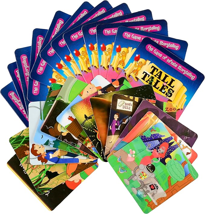 SCS Direct, Tall Tales Board Game & Expansion Combo Pack (93 Piece Set) - Educational Story Telling Game w Story Cards & Game Pieces for 5 Ways to Play for Kids & Adults