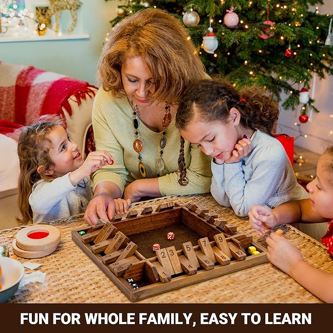 ropoda 14 Inches 4-Way Board Game (2-4 Players) for Kids & Adults [Large Wooden Game, 8 Dice + Rules] Smart Addition Learning Game – Vantage Style