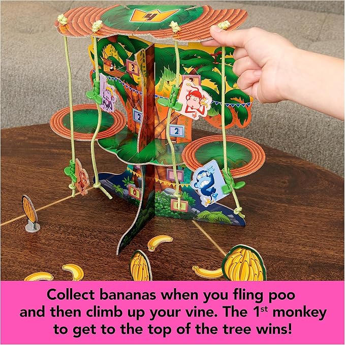 Spin Master Games, Monkey See Monkey Poo, Interactive Monkey Kids Game, Includes Banana-Scented Squishy Dough, Funny Sensory Toy, 2-4 Players, for Ages 4 & Up