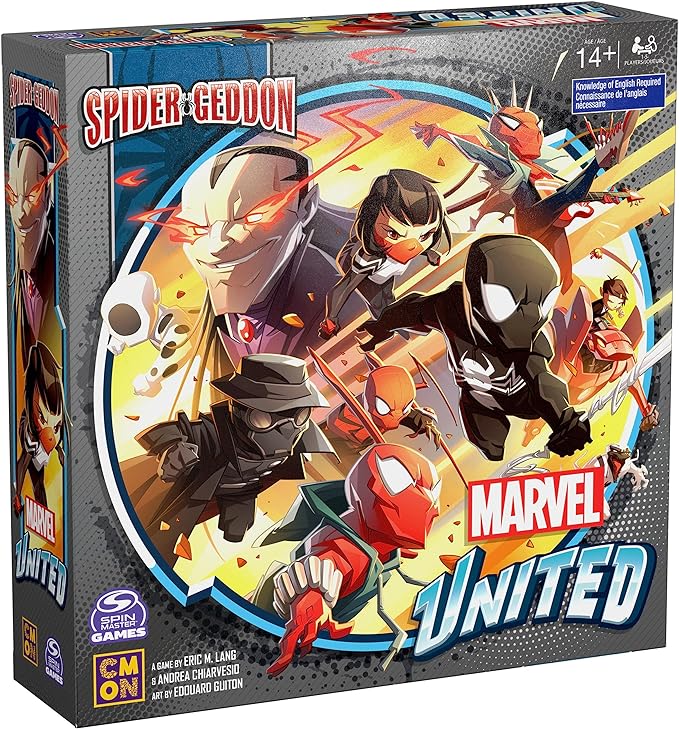 Spin Master Games, Marvel United: Spider-Geddon, Strategy Board Game, Collectible Spider Man Figurines, for Fans of Marvel Rivals & Action Movie Toys, 1-4 Players, for Ages 14 & Up