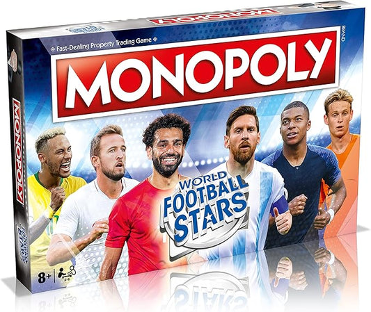 Winning Moves Football Stars Monopoly Board Game, Play with Cristiano Ronaldo, Lionel Messi, Neymar, Harry Kane and Salah, Perfect for The World Cup, Gift and Toy for Boys and Girls Aged 8 Plus