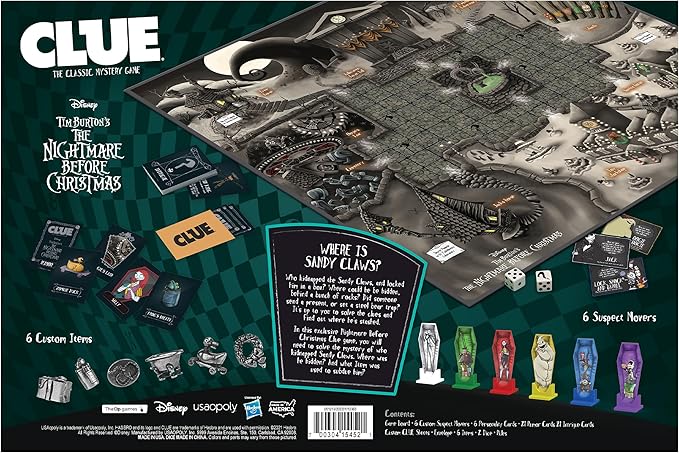 CLUE: Disney The Nightmare Before Christmas | Collectible Clue Game Based on Disney Classic Film | Officially-Licensed Game with Familiar Locations and Iconic Characters