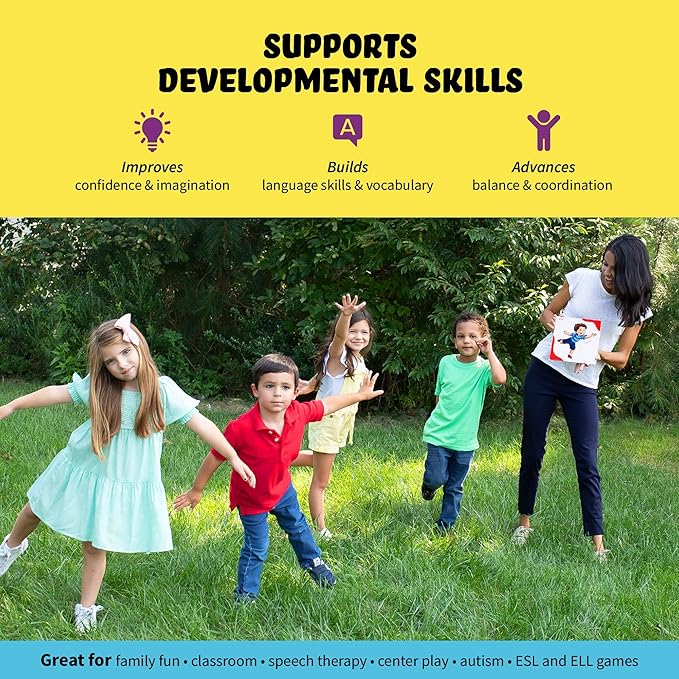 Action Kids Floor Game, Memory Matching Card Game, Toddler Movement Card Games, Interactive Game for Kids, Seek and Find Action Verb Cards Educational Toys