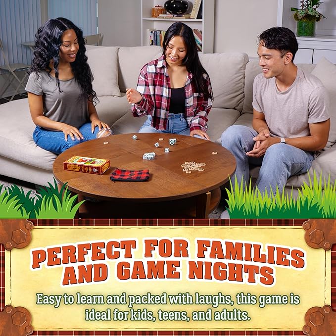 Prolific Games Flapjacks & Sasquatches Lumberjack Dice Game – Quick-Playing in a Zippered Travel Pouch – Great for Camping & Car Trips – Adults, Teens, and Kids – 2 to 6 Players – Ages 8+