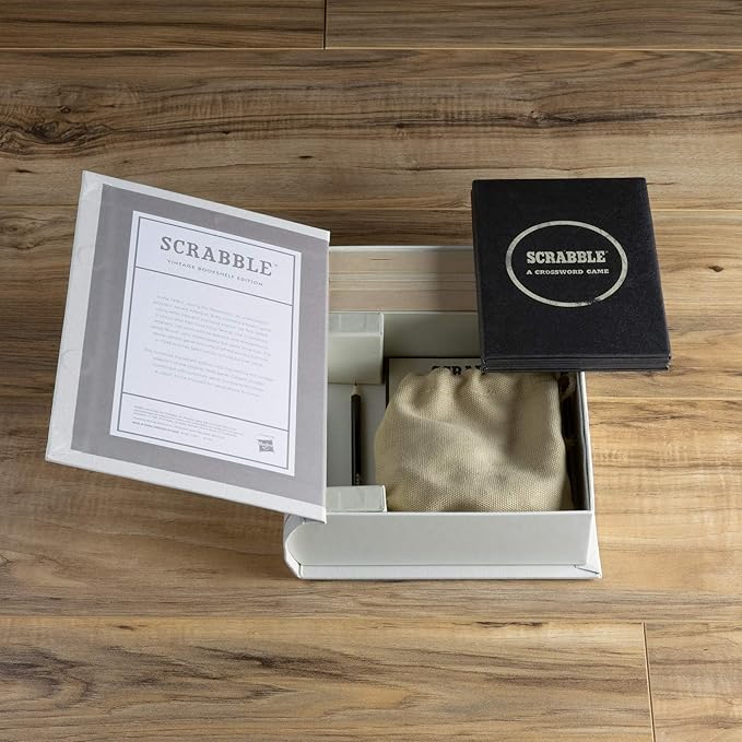 WS Game Company Scrabble, Monopoly, and Clue Vintage Board Games Bookshelf Collection For 2-6 Players, Ages 8+