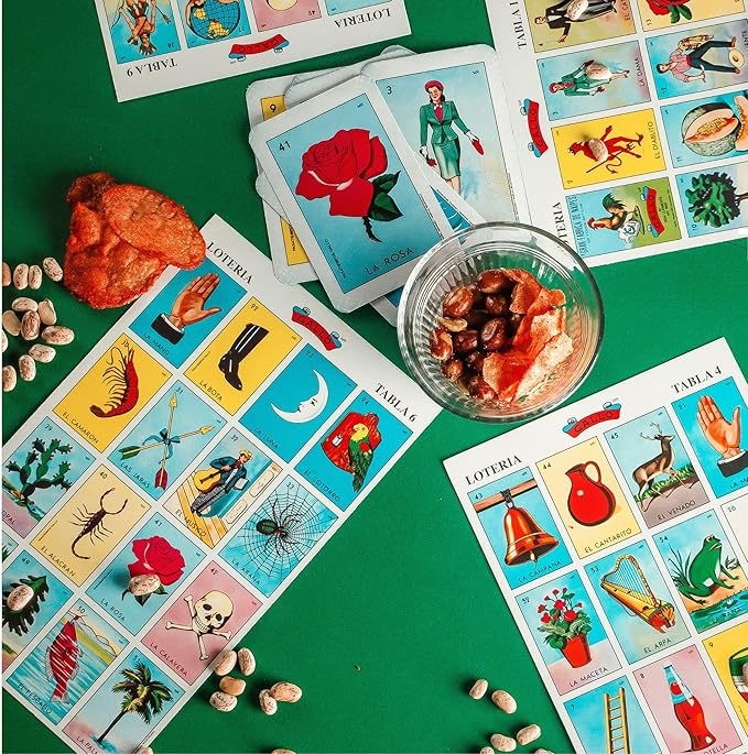 Premium Lotería Mexican Bingo Game Set - Complete with 100 Bingo Chips for 20 Players - Authentic Lotería de Lujo Mexicana - Colorful Loteria Cards (Jumbo + 100 Chips)
