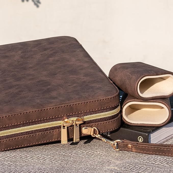 Backgammon Sets for Adults, Classic Board Game with Folding Leather Backgammon Case, Portable Travel Backgammon Game Set (Brown)