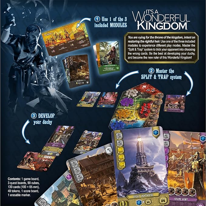 It's A Wonderful Kingdom Board Game - Strategic Kingdom-Building and Resource Management Game, Fantasy Game, Ages 14+, 1-2 Players, 45-60 Minute Playtime, Made by Lucky Duck Games