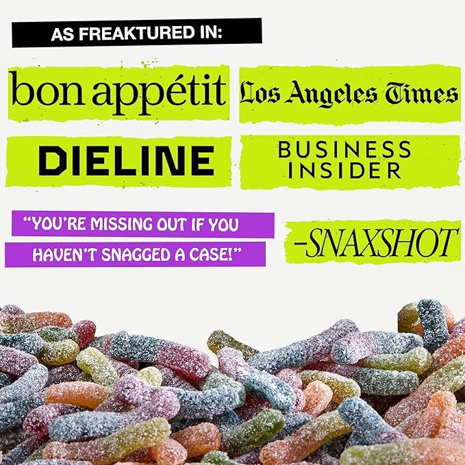 Rotten Sour Gummy Worms - Low Sugar, Low Calorie, 7g Gut-Friendly Prebiotic Fiber and 3g Protein, Gluten Free Candy - 5.3 oz Share Pack [2 Pack]