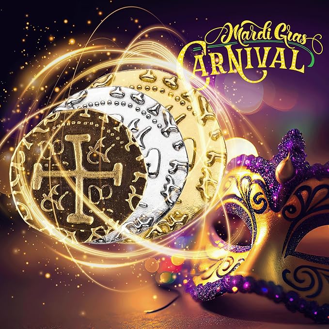 Large Pirate Coins - 36 Bronze, Silver & Gold Treasure Coin Set - Metal Replica Spanish Doubloons for Board Games, Tokens, Cosplay, Realistic Money Imitation, Pirate Treasure Chest - M, L, XL Sizes