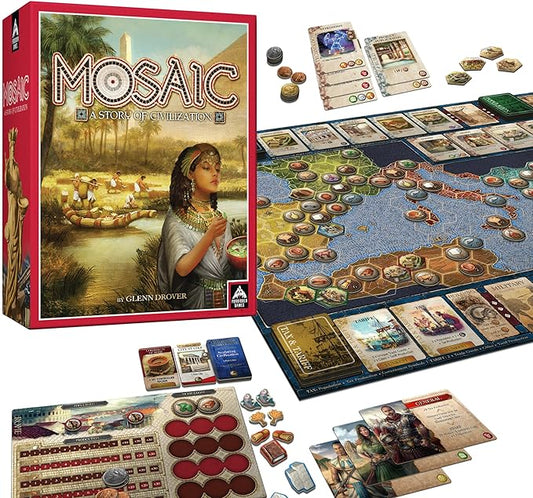 Mosaic: A Story of Civilization - Strategy Board Game for Adults and Family | Fast, Fun, Action-Selection and Area Control Game | 1-6 Players | Ages 14 and Up | 120 Minutes | by Forbidden Games