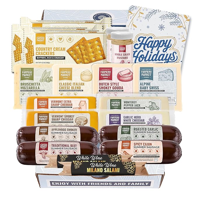 Holiday Charcuterie Gift Box, Wisconsin Cheese and Sausage, Farmers Market, Holiday Gift Basket, Farmers' Collection