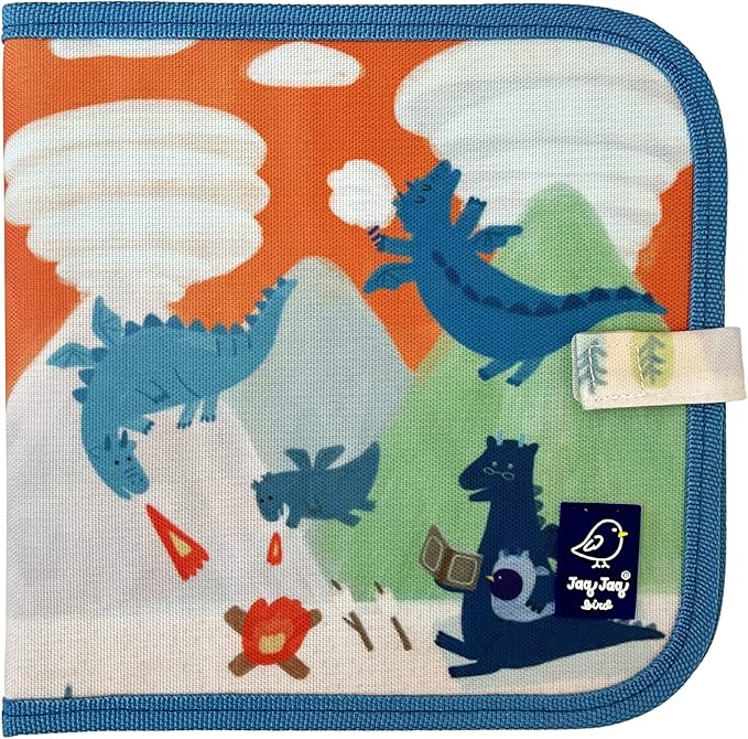 Jaq Jaq Bird Erasable Doodle Pad for Kids,Reusable Mess-Free Coloring and Toddlers Learning Toys-Chalkboard and Drawing Books-Includes 4 ButterSitx Chalks-Dragons